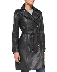 Neiman Marcus Double Breasted Leather Trench Coat