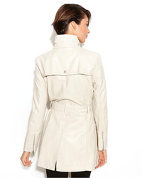 Kenneth Cole Reaction Faux Leather Motorcycle Trench Coat