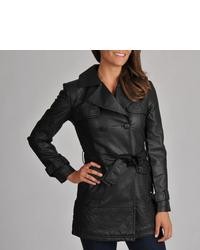 Members Only Faux Leather Trench Coat