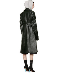 Vetements Green Leather Oversized Trench Coat