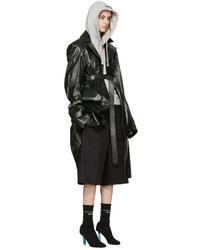 Vetements Green Leather Oversized Trench Coat
