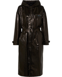 Prada Hooded Patent Leather Trench Coat