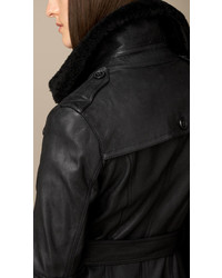 Burberry Lambskin Trench Coat With Shearling Topcollar