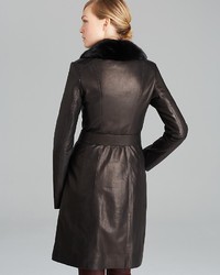 Maximilian Leather Trench With Mink Collar