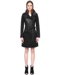 Mackage Portia Black Classic Trench With Leather Detail
