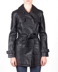 Members Only Quilted Faux Leather Trench