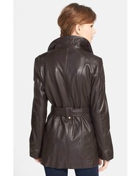 Ellen Tracy Petite Leather Trench Jacket