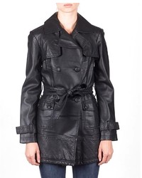Members Only Quilted Faux Leather Trench