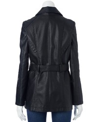 Sebby Faux Leather Trench Coat