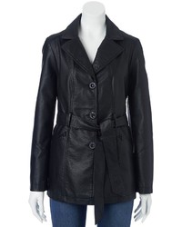 Sebby Faux Leather Trench Coat