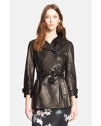 Nordstrom Signature And Caroline Issa Lambskin Leather Trench Coat