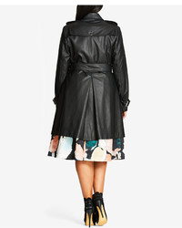 City Chic Trendy Plus Size Faux Leather Trench Coat