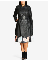City Chic Trendy Plus Size Faux Leather Trench Coat