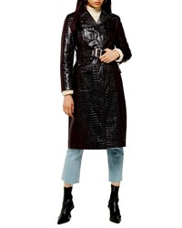 Topshop Tula Faux Alligator Trench Coat