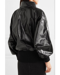 Givenchy Glossed Leather And Ribbed Wool Blend Track Top