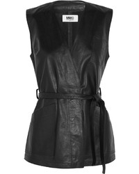 MM6 MAISON MARGIELA Belted Wrap Effect Leather Vest Black