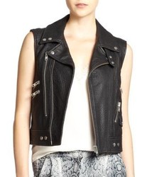 The Kooples Bubble Leather Motorcycle Vest