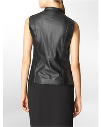 Calvin Klein Faux Leather Asymmetrical Zip Moto Vest