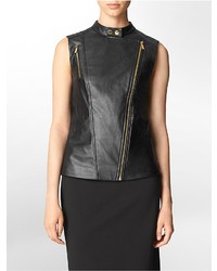 Calvin Klein Faux Leather Asymmetrical Zip Moto Vest