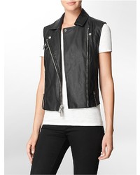 Calvin Klein Faux Leather Zip Front Vest