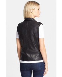 Veda Castor Classic Textured Leather Moto Vest