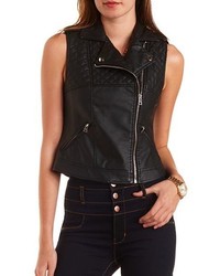Charlotte Russe Quilted Faux Leather Moto Vest