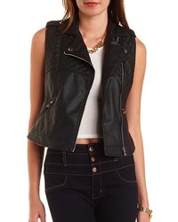 Charlotte Russe Quilted Faux Leather Moto Vest
