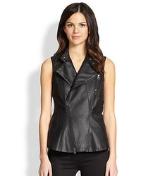 Saks Fifth Avenue Collection Seamed Leather Moto Vest
