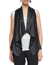 Eileen Fisher Drapey Leather Combo Vest