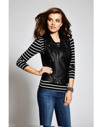 GUESS Fiona Sleeveless Moto Faux Leather Vest