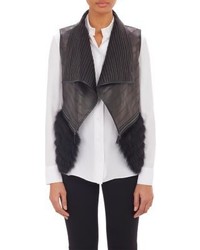 J. Mendel Fur Trim Leather Vest
