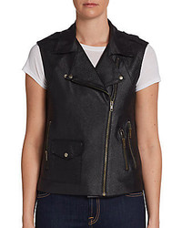 Georgie Perforated Faux Leather Moto Vest