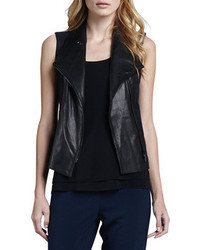 Vince Leather Front Twill Vest