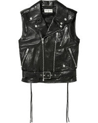 Saint Laurent Leather Vest Black