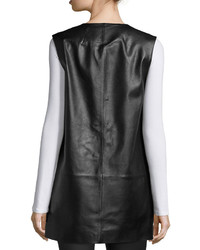 Neiman Marcus Leather Vest With Suede Pockets