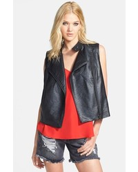 Leith Faux Leather Moto Vest Small
