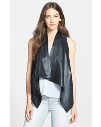 Eileen Fisher The Fisher Project Leather Silk Drape Front Vest