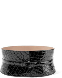 Alaia Alaa Croc Effect Leather Waist Belt Black