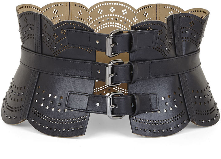 BCBG + Leather and Mesh Corset Belt