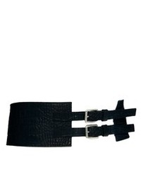 Pieces Daria Croc Pattern Leather Waist Belt