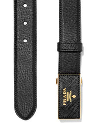 Prada Textured Leather Waist Belt Black