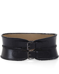 BCBGMAXAZRIA Whip Stitched Double Buckle Waist Belt