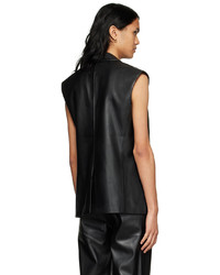 CALVINLUO Black Faux Leather Vest