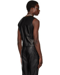 LU'U DAN Black Tailored Leather Waistcoat