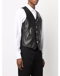 Moschino Zip Pocket Leather Waistcoat