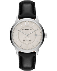 Burberry 40mm Classic Round Watch With Leather Strap