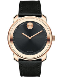 Movado 425mm Bold Watch With Leather Strap Black