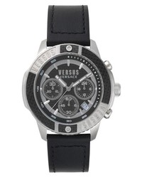 Versus Versace Admiralty Chronograph Leather Strap Watch