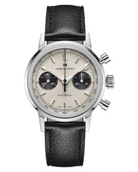 Hamilton American Classic Intra Matic Chronograph Leather Watch In Blackblack At Nordstrom