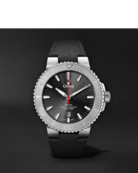 Oris Aquis Date Relief Automatic 435mm Stainless Steel And Leather Watch